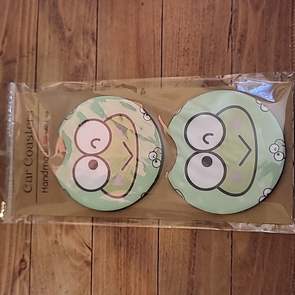 Frog Handmade Reuseable Neoprene Set of 2 Cup Holder Car Coasters - Picture 4 of 4